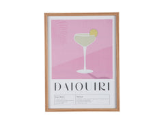 Wall Art Daiquiri &ndash; Present Time | Quadro Decorativo H41,5 X L31,5 con Ricetta Cocktail per Cucina o Angolo Bar - PT4286