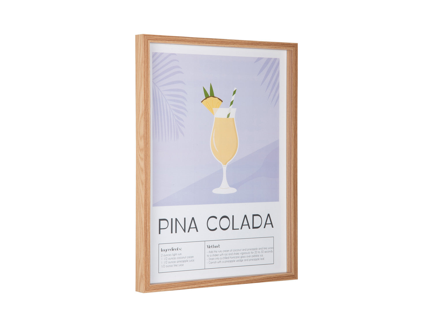 Wall Art Pina Colada &ndash; Present Time | Quadro Decorativo H41,5 X L31,5 con Ricetta Cocktail per Cucina o Angolo Bar - PT4284