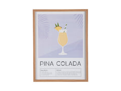 Wall Art Pina Colada &ndash; Present Time | Quadro Decorativo H41,5 X L31,5 con Ricetta Cocktail per Cucina o Angolo Bar - PT4284