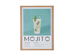 Wall Art Mojito &ndash; Present Time | Quadro Decorativo H41,5 X L31,5 con Ricetta Cocktail per Cucina o Angolo Bar - PT4283