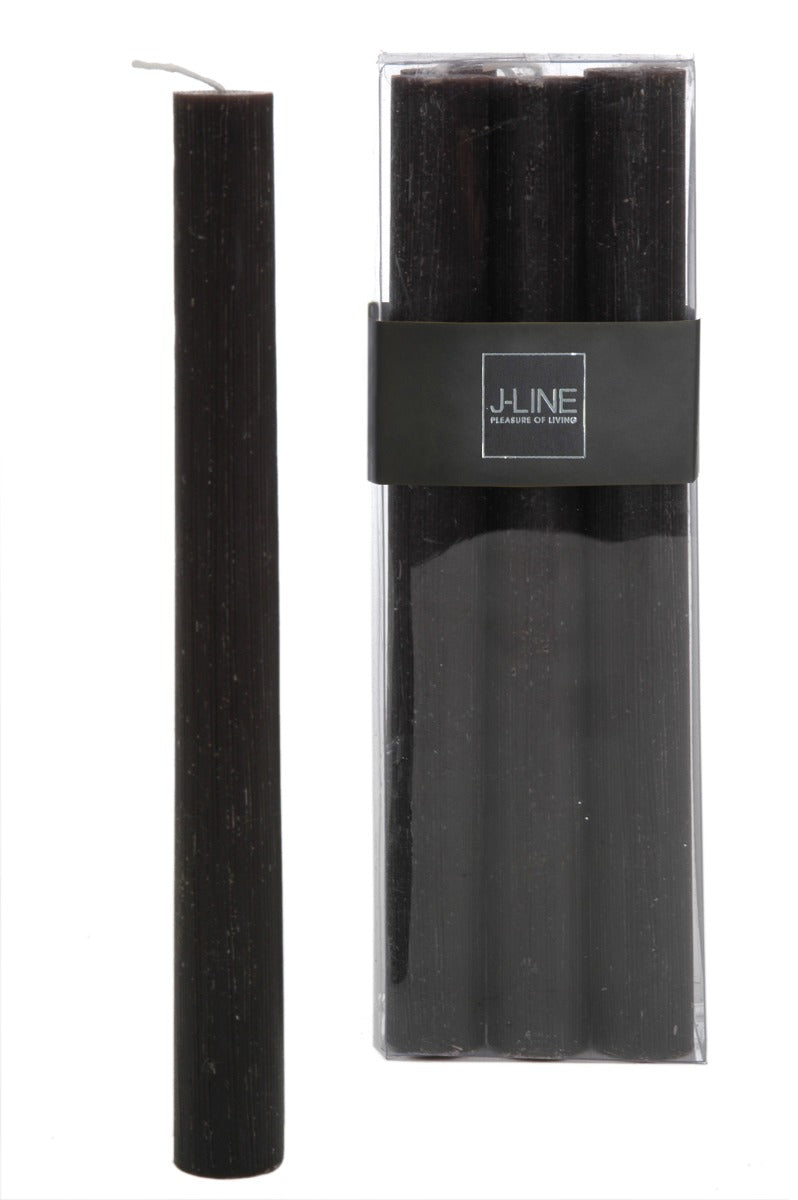 6 Candele nere lunghe: candele di cera colorate J Line - 9301