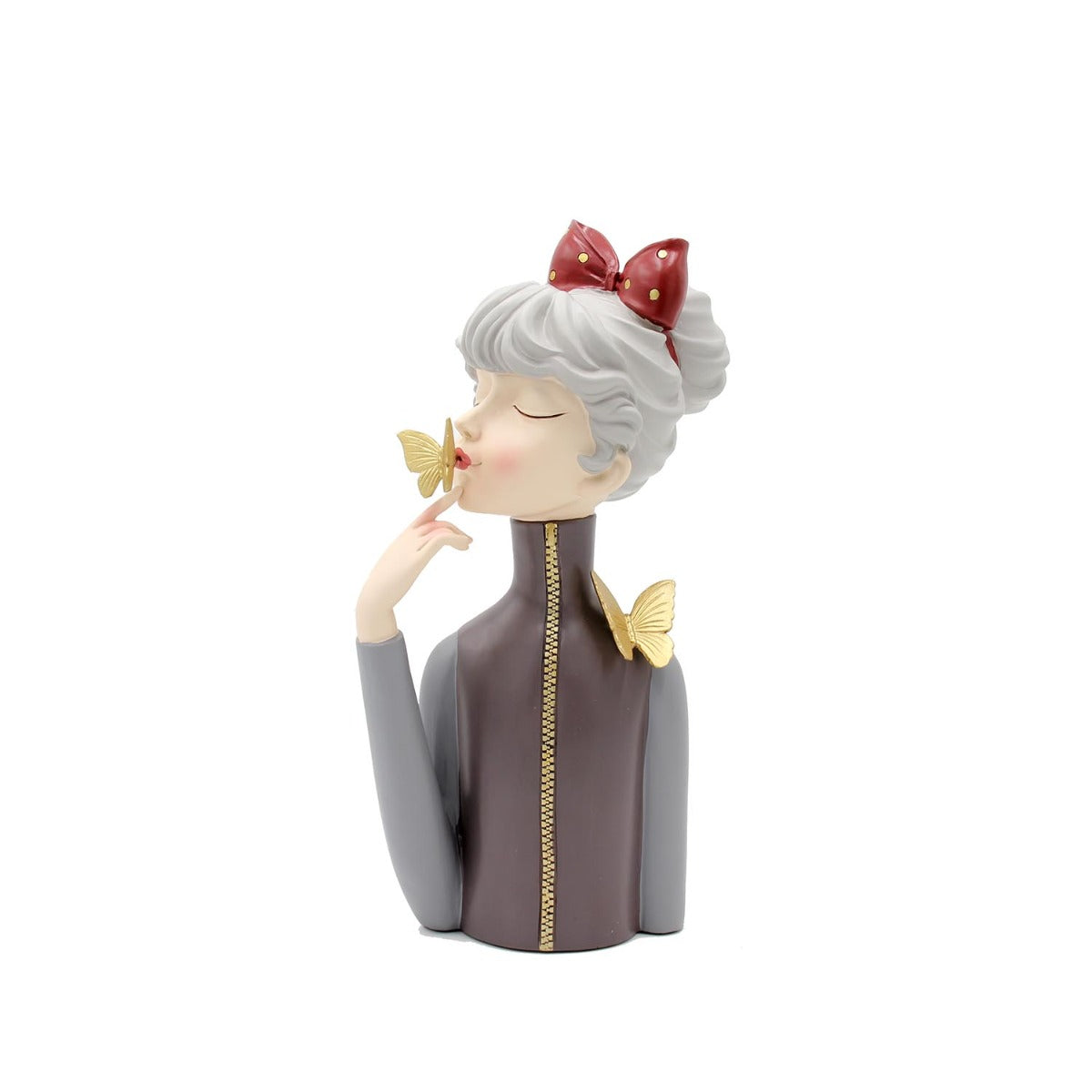 Scultura Mezzo Busto Donna con Farfalla sulla Bocca - YCY-Z005