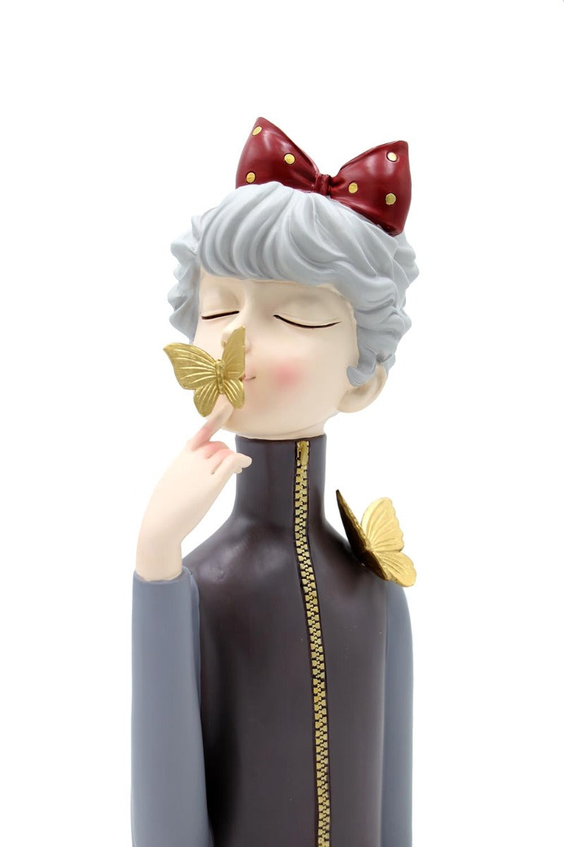 Scultura Mezzo Busto Donna con Farfalla sulla Bocca - YCY-Z005