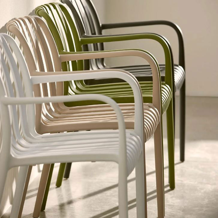 Sedia Righe da Giardino in Polipropilene Antracite  | Arredo Outdoor EDG - 7400089A909