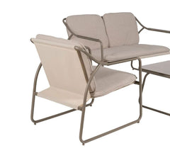 Ixia - Set Da Giardino in Acciaio Grigio 4 Pezzi - Divano 2 Poltrone Tavolino con Vetro Temperato - 614443