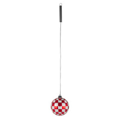 Sfera in vetro a scacchi rossi con luce LED a batteria da appendere – D15 cm