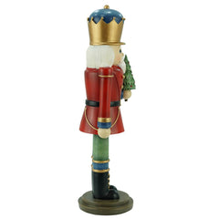 Soldatino Schiaccianoci in Resina con Giacca Rossa e Corona Blu e Oro H 38,3 cm