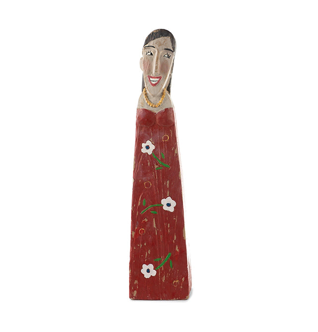 Statuetta donna in poliresina con abito rosso : Statuette divertenti raffiguranti persone - 2201402