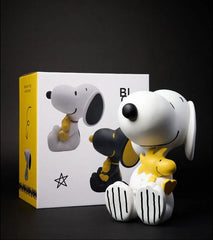 Statuetta In Poliresina Snoopy &amp; Woodstock White H25 Cm &ndash; Decorazione Peanuts - SNOO251108