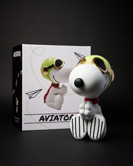 Statuetta In Poliresina Snoopy Aviator Blogo Design H25 Cm &ndash; Decorazione Peanuts - SNOO251107