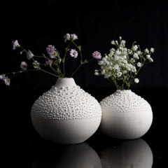Vaso Beaded White H5 | Vasi di design in Gres smaltato - 4914377