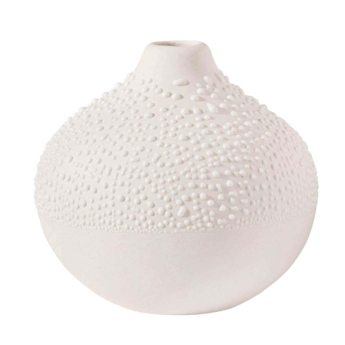 Vaso Beaded White H6,5 | Vasi di design in Gres smaltato - 4914378