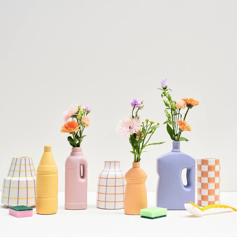 Vaso Bottiglia Detersivo in Ceramica Color Giallo H26 Cm - XET-9460