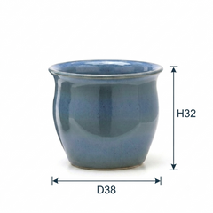 Vaso Cachepot Bombato in Terracotta Azzurra H32 D38 EDG Enzo De Gasperi