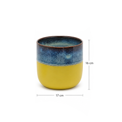 Vaso Cachepot Nuance Rotondo Giallo/Blu H16 D17 Cm – EDG Enzo De Gasperi
