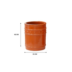 Vaso Cilindrico Glaze Atlas Capri EDG H40 D33 in Ceramica Arancio - Design Italiano