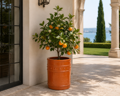 Vaso Cilindrico Glaze Atlas Capri EDG H50 D42 in Ceramica Arancio - Design Italiano