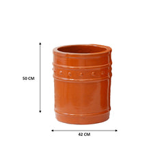 Vaso Cilindrico Glaze Atlas Capri EDG H50 D42 in Ceramica Arancio - Design Italiano