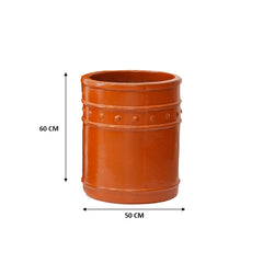 Vaso Cilindrico Glaze Atlas Capri EDG H60 D50 in Ceramica Arancio - Design Italiano