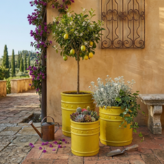 Vaso Cilindrico Glaze Atlas Capri EDG H40 D33 in Ceramica Gialla - Design Italiano