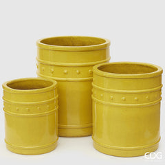 Vaso Cilindrico Glaze Atlas Capri EDG H40 D33 in Ceramica Gialla - Design Italiano
