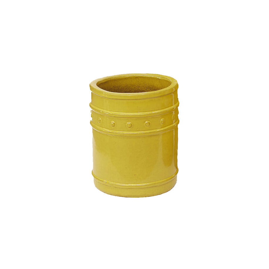 Vaso Cilindrico Glaze Atlas Capri EDG H40 D33 in Ceramica Gialla - Design Italiano
