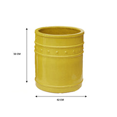 Vaso Cilindrico Glaze Atlas Capri EDG H50 D42 in Ceramica Gialla - Design Italiano