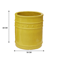 Vaso Cilindrico Glaze Atlas Capri EDG H60 D50 in Ceramica Gialla - Design Italiano