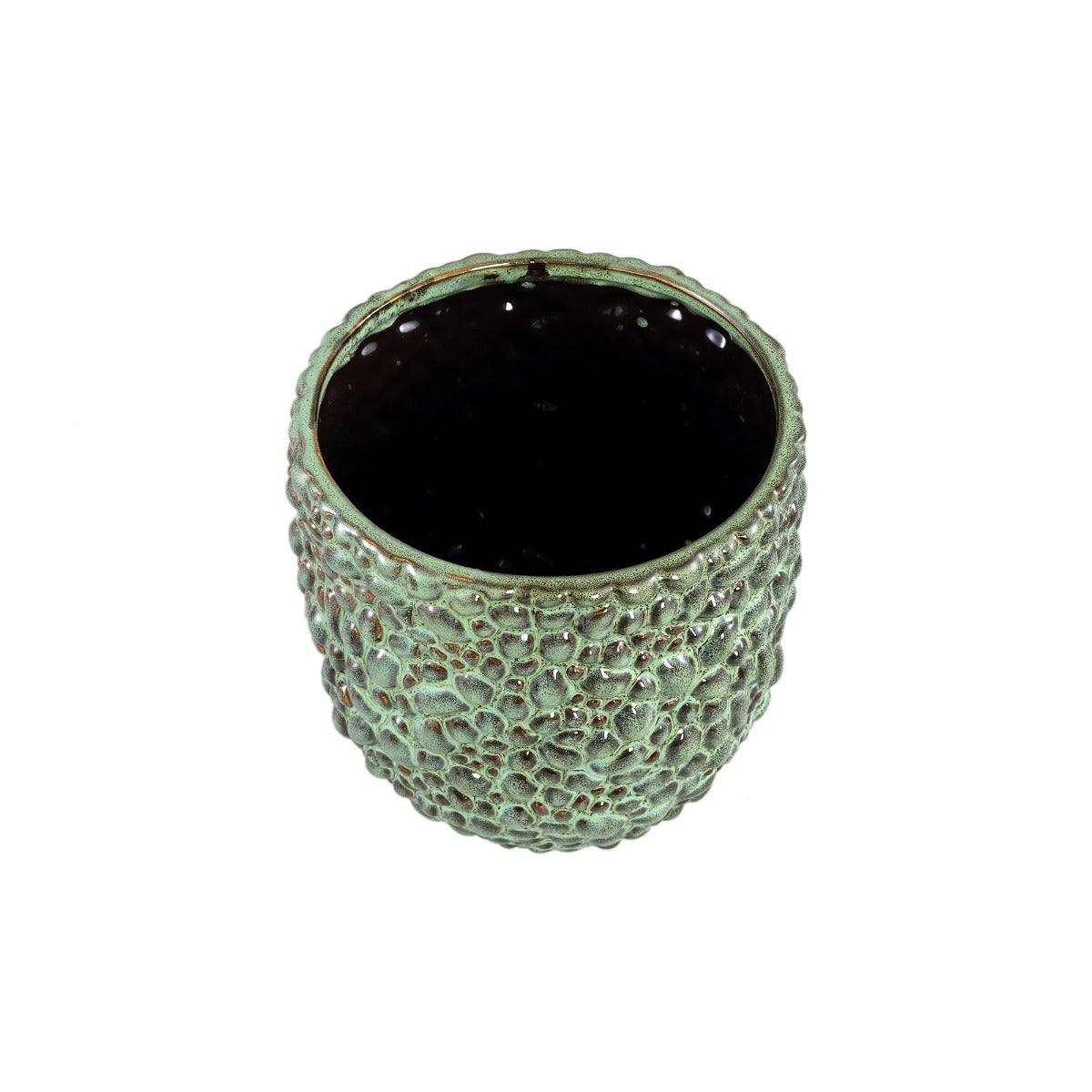 Danillo - Portavaso in ceramica verde con motivo a gocce rotonde  - CONFIG0391