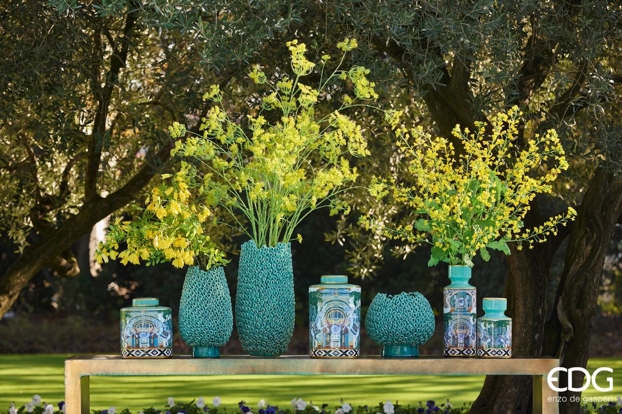Vaso Deco in Ceramica Turchese H50 D27 CM - EDG Enzo De Gasperi - 1100144A885