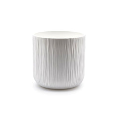 Vaso in Ceramica Bianco Rigato H14,5 D15 EDG | Design Moderno e Minimalista