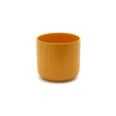 Vaso in Ceramica Giallo Ocra Rigato H13 D13,5 EDG | Design Moderno e Minimalista