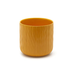 Vaso in Ceramica Giallo Ocra Rigato H14,5 D15 EDG | Design Moderno e Minimalista