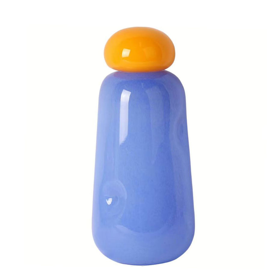 Vaso Dulce L Vetro Azzurro con Tappo Giallo | Vasi di Design in Vetro Colorato - PT4152LB
