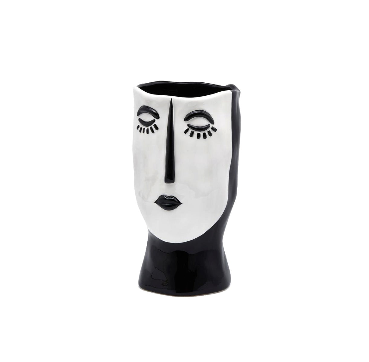 Vaso Volto bianco e nero in ceramica H24 - 013719