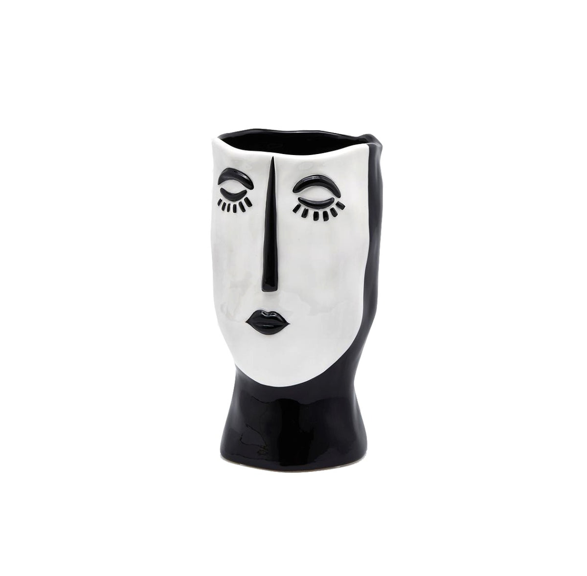 Vaso Volto bianco e nero in ceramica H24 - 013719