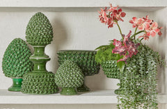 Vaso Ciotola Fenice Pigna Con Piede Ceramica Verde H31 D33 EDG - Enzo De Gasperi - 1100351A700