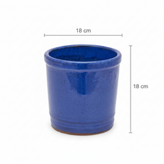 Vaso Glaze Cilindro H18 D18 Blu EDG | Cachepot in Ceramica Smaltata