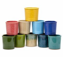 Vaso Glaze Cilindro H23 D24,5 Corallo EDG | Cachepot in Ceramica Smaltata