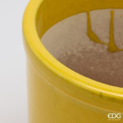 Vaso Glaze Cilindro H23 D24,5 Giallo EDG | Cachepot in Ceramica Smaltata