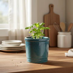 Vaso Glaze Cilindro H18 D18 Turchese EDG | Cachepot in Ceramica Smaltata