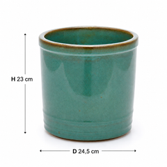 Vaso Glaze Cilindro H23 D24,5 Turchese EDG | Cachepot in Ceramica Smaltata