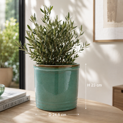 Vaso Glaze Cilindro H23 D24,5 Turchese EDG | Cachepot in Ceramica Smaltata