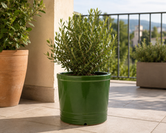 Vaso Glaze Cilindro H23 D24,5 Verde EDG | Cachepot in Ceramica Smaltata