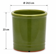 Vaso Glaze Cilindro H23 D24,5 Verde Oliva EDG | Cachepot in Ceramica Smaltata