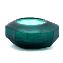 Vaso Poliedro Basso Verde - Vaso in vetro sfaccettato H15 X D34 - 107886,70