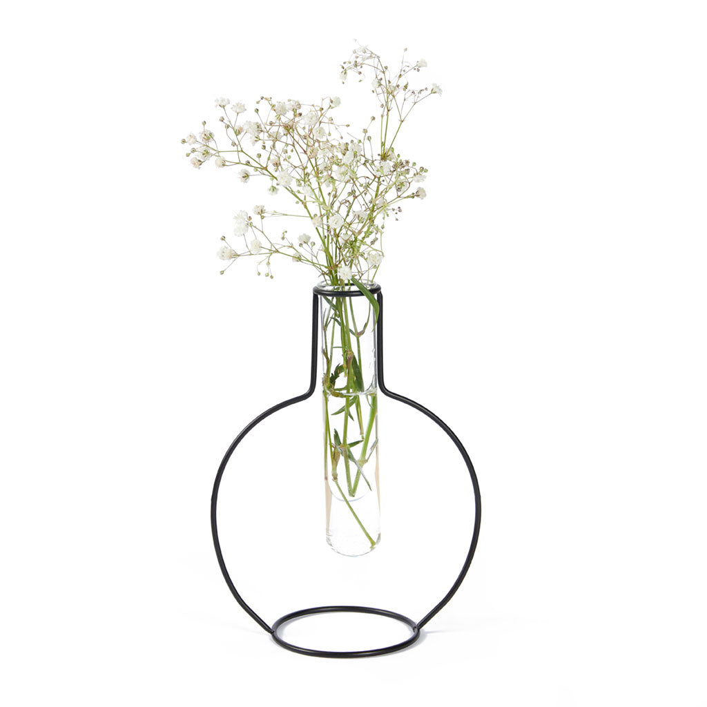 Vaso Round Silhouette Colore nero in metallo e vetro H19 - 27322