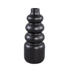 Vaso Trina Black H32,5 | Vaso in ceramica nera con motivo a cerchi sovrapposti - 713215