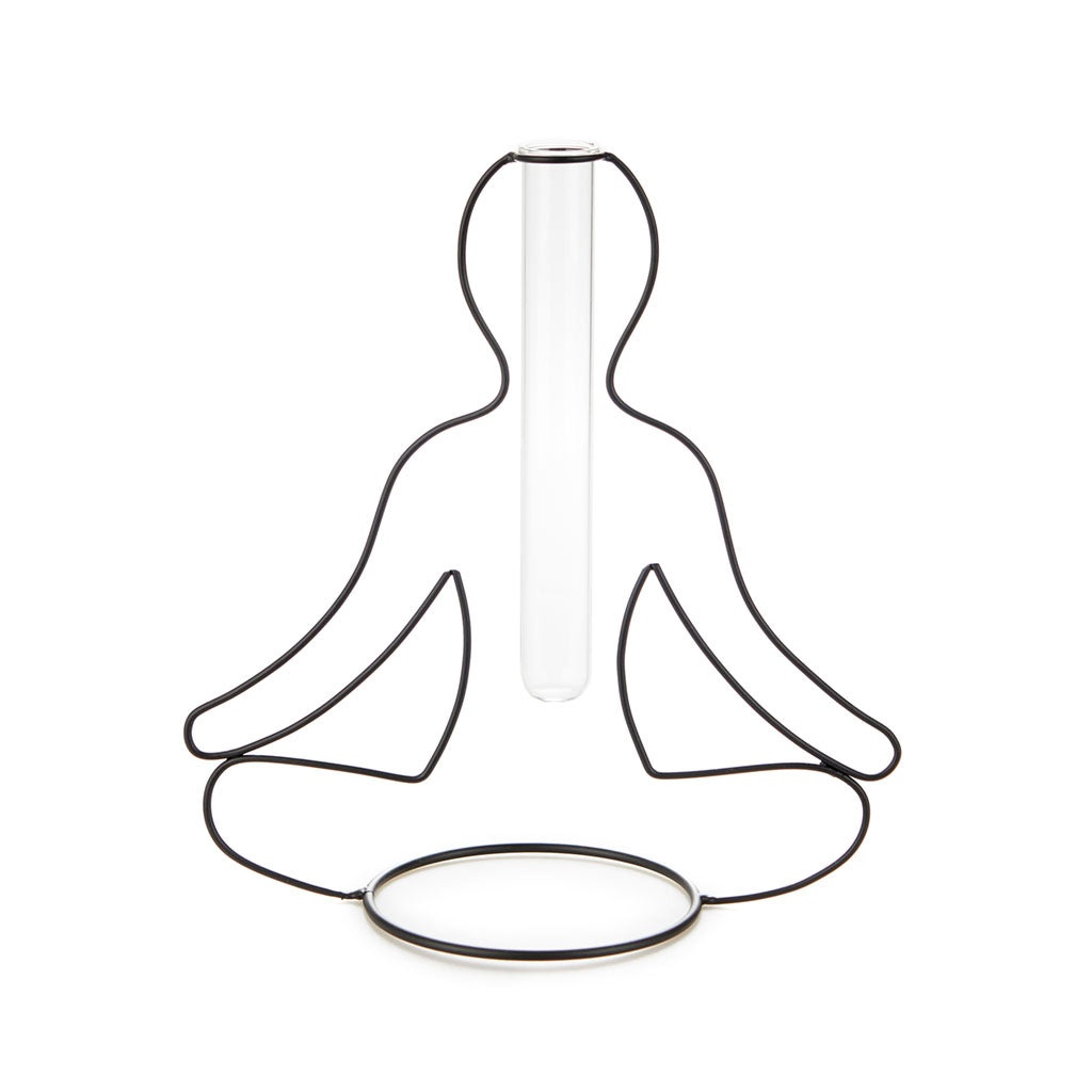 Vaso Yoga Silhouette nero in metallo e vetro H27,40 - 27584