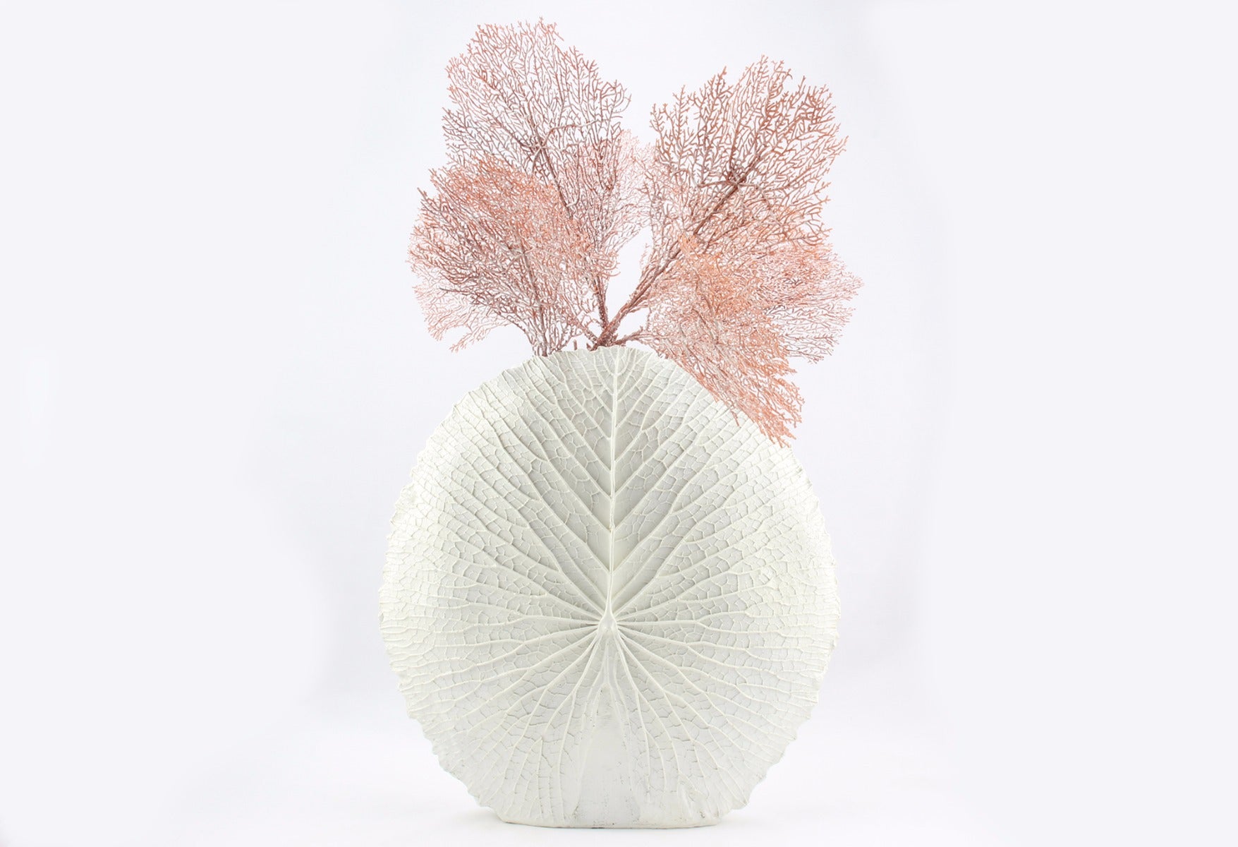 Vaso bianco da terra Foglia H78: vasi in resina alti di design - Vaso Foglia-D78 X H78 Cm